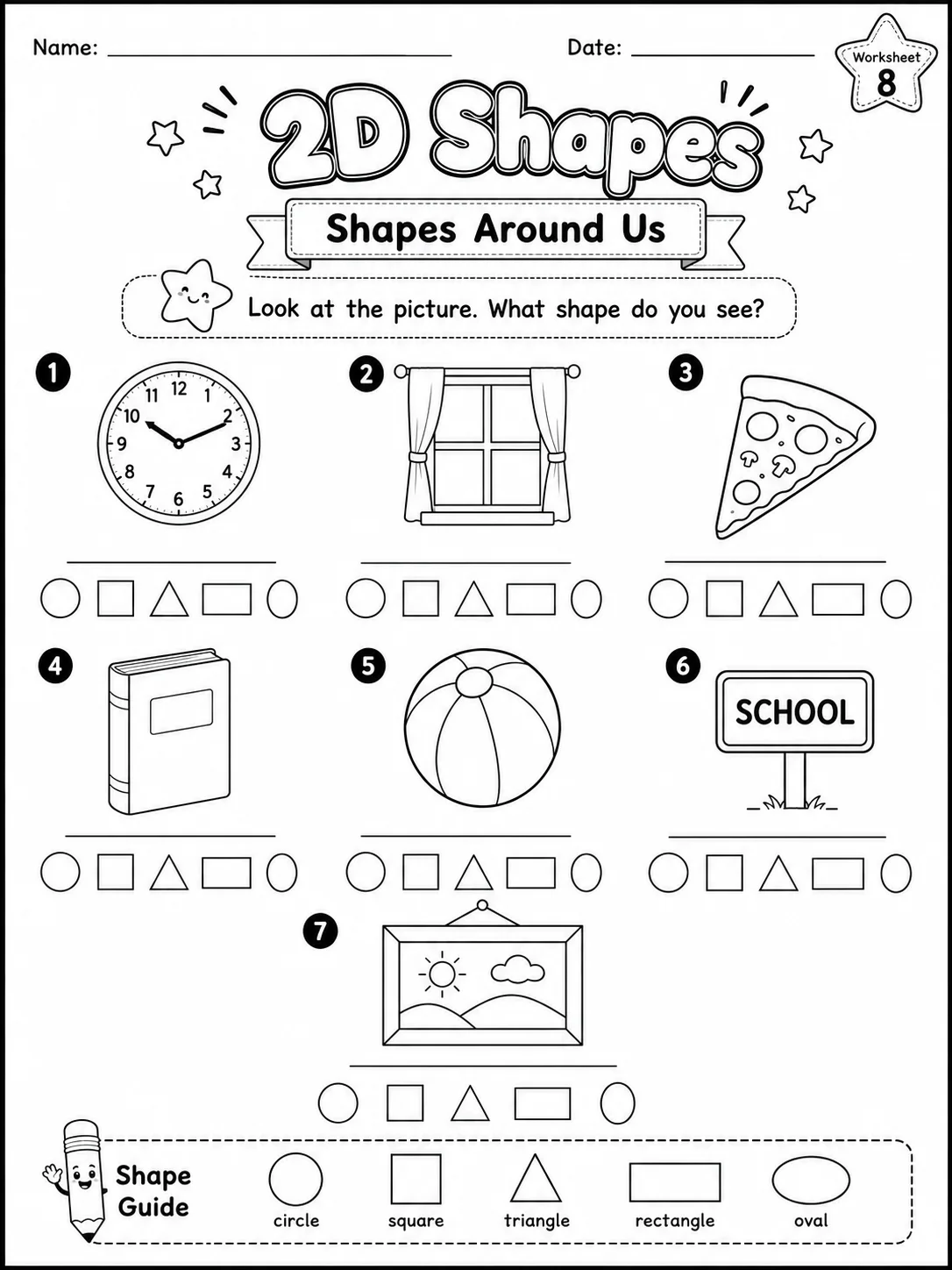 2D Shapes Worksheet Pack page 8 printable worksheet preview