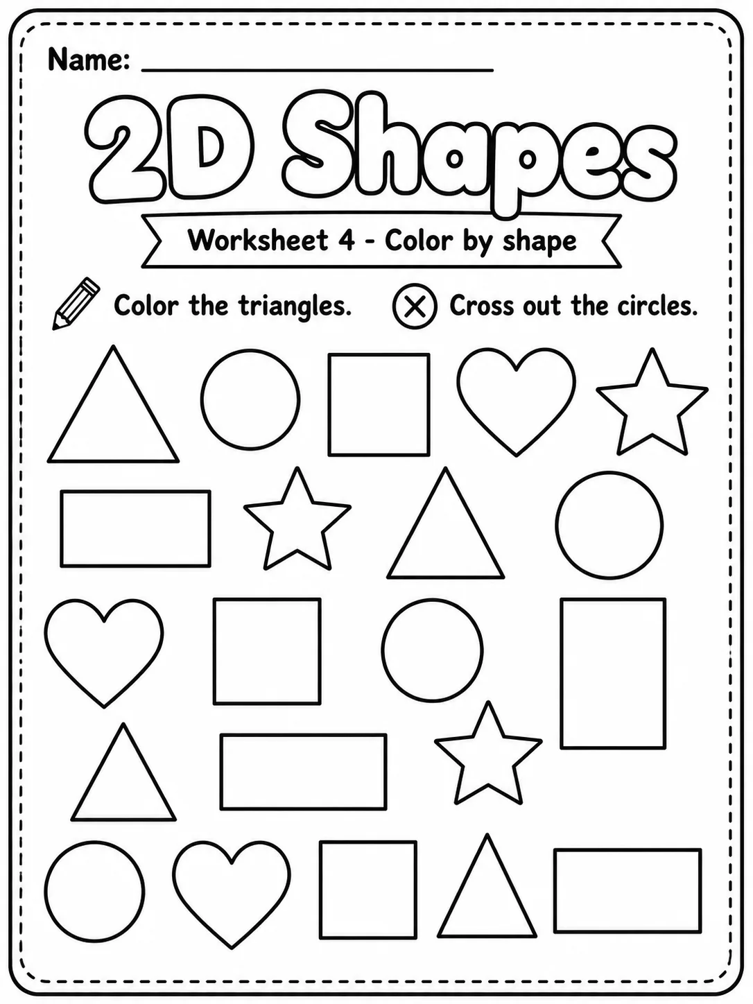 2D Shapes Worksheet Pack - Set 2 page 4 printable worksheet preview