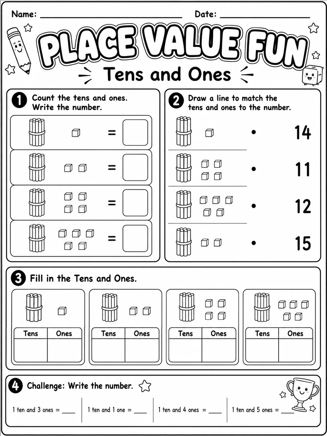 Place Value Fun Worksheet Pack 10 printable pages preview from KiwiBee