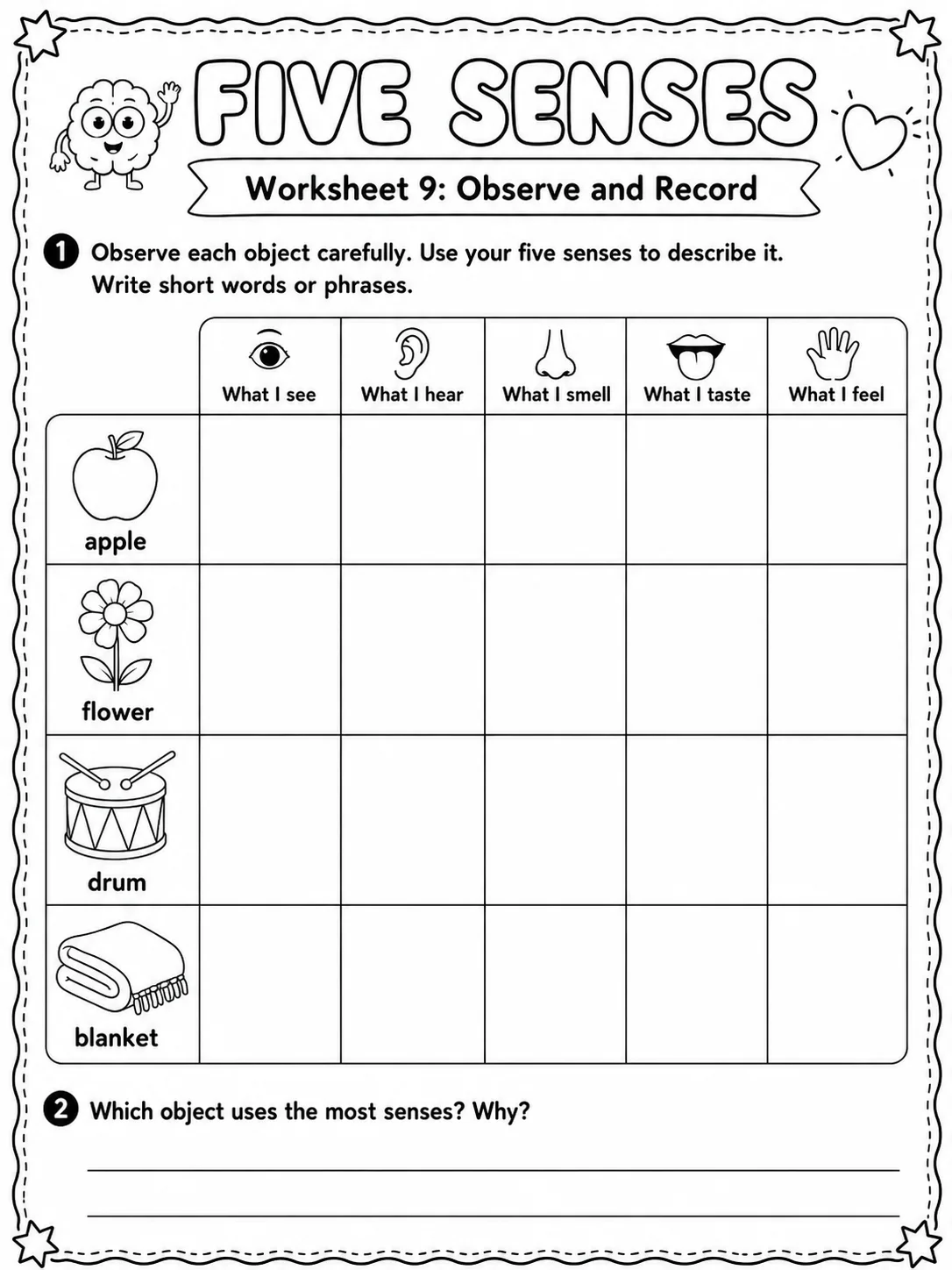 Five Senses Worksheet Pack page 9 printable worksheet preview