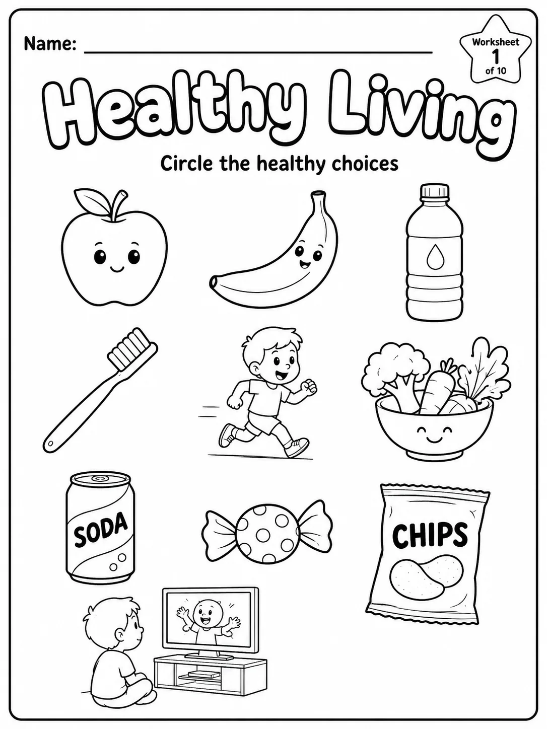 Healthy Living Worksheet Pack 10 printable pages preview from KiwiBee