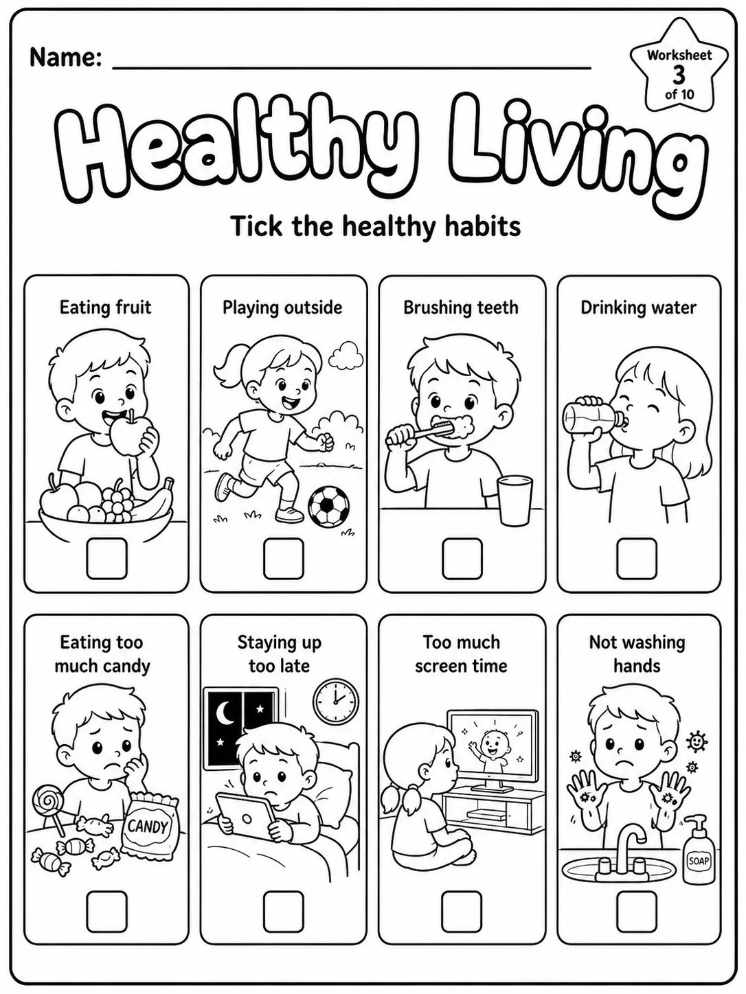 Healthy Living Worksheet Pack page 3 printable worksheet preview