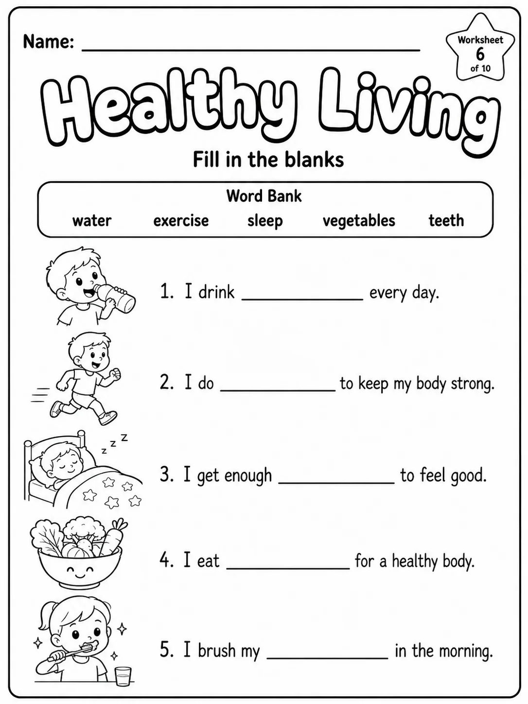 Healthy Living Worksheet Pack page 6 printable worksheet preview