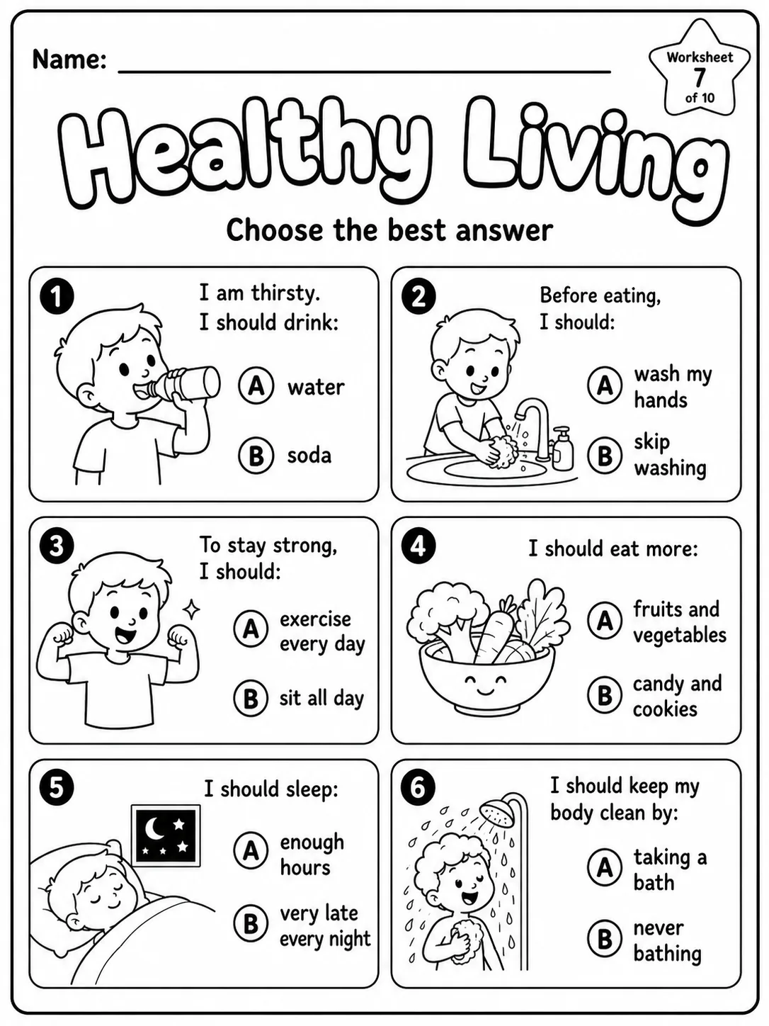 Healthy Living Worksheet Pack page 7 printable worksheet preview