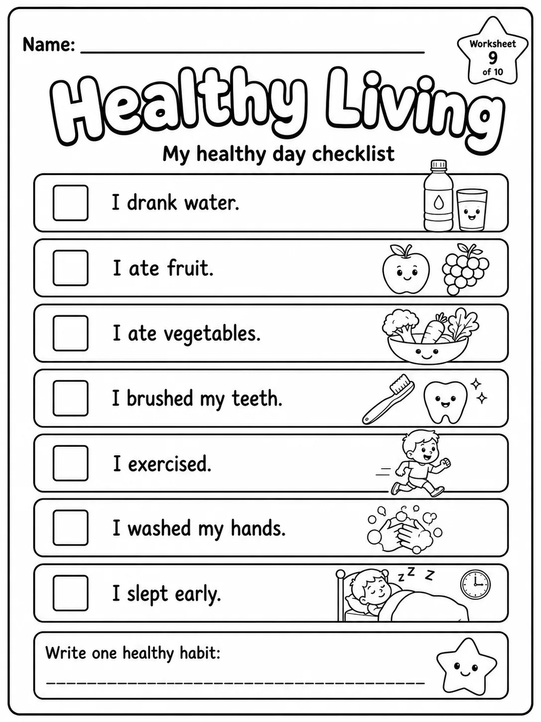 Healthy Living Worksheet Pack page 9 printable worksheet preview