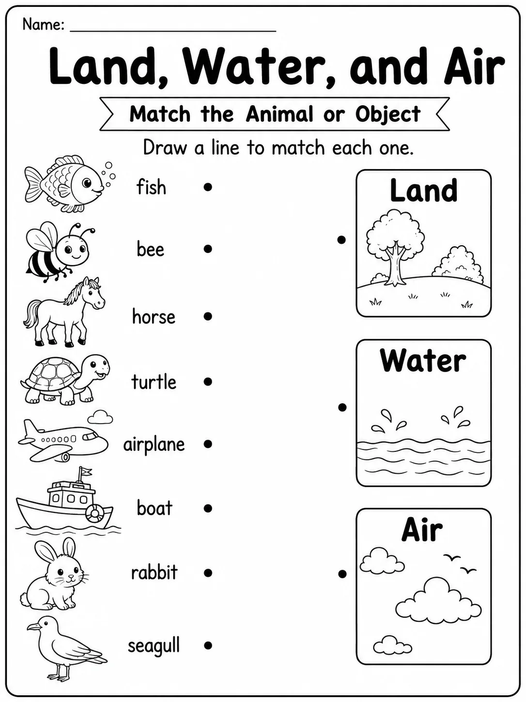 Land, Water, and Air Worksheet Pack page 4 printable worksheet preview