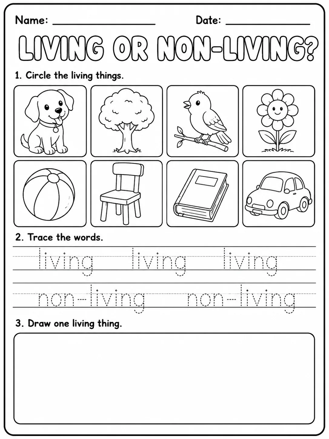 Living or Non-Living? Worksheet Pack 10 printable pages preview from KiwiBee