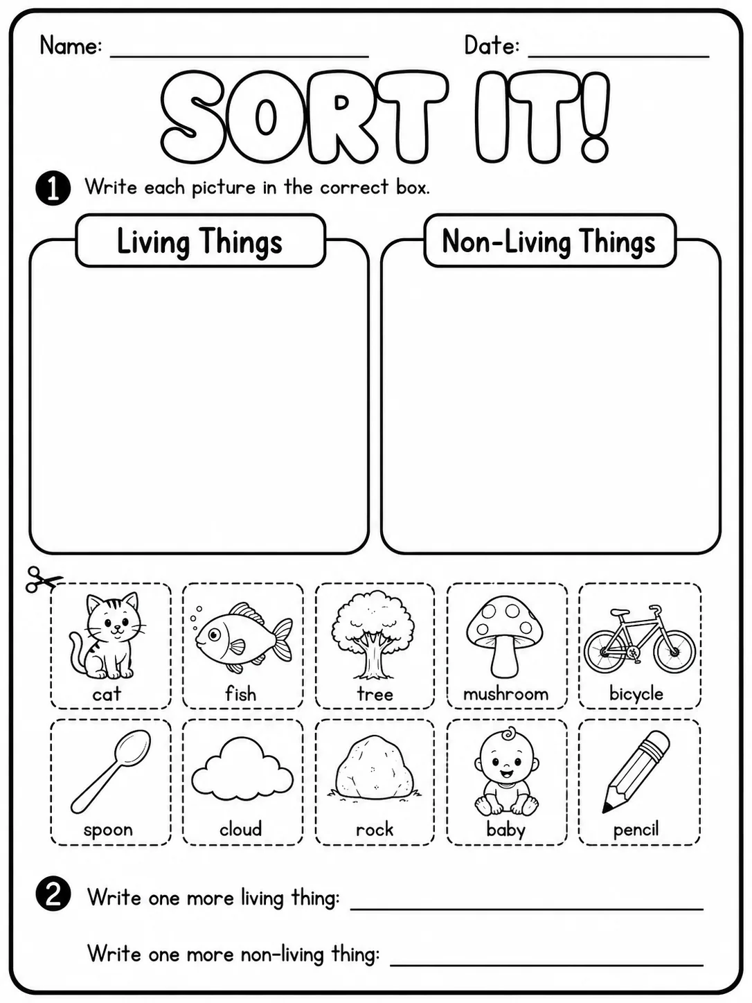 Living or Non-Living? Worksheet Pack page 2 printable worksheet preview