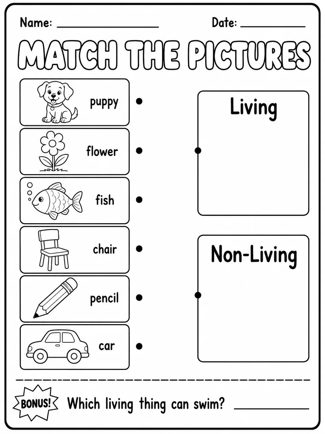 Living or Non-Living? Worksheet Pack page 4 printable worksheet preview