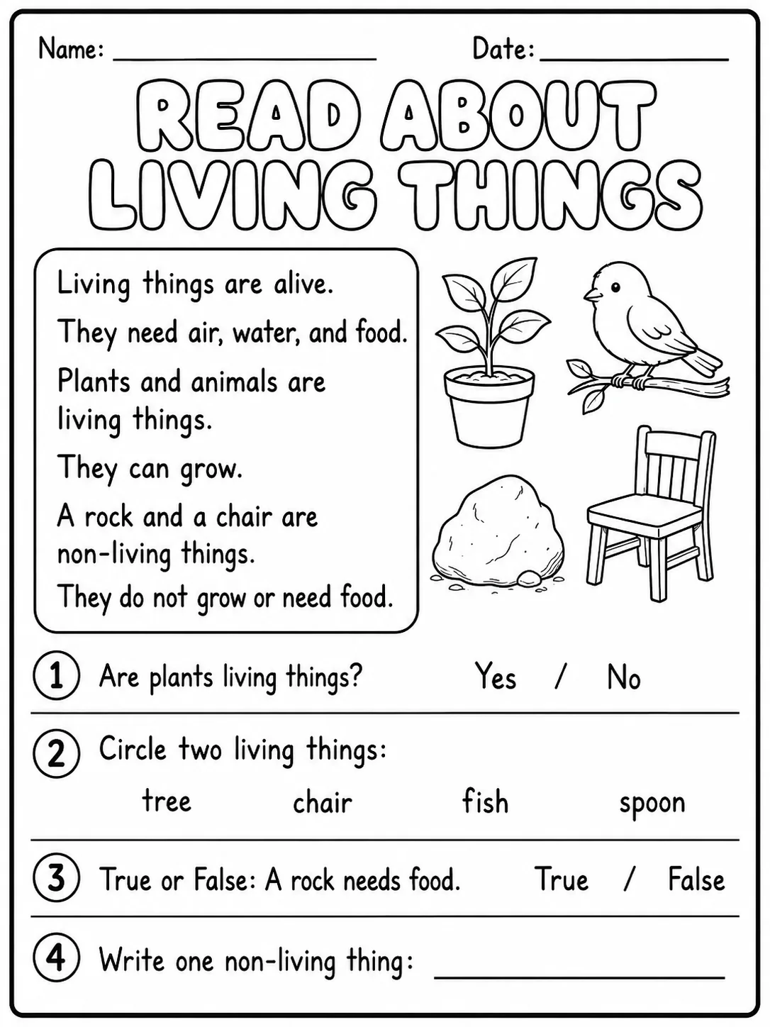 Living or Non-Living? Worksheet Pack page 7 printable worksheet preview