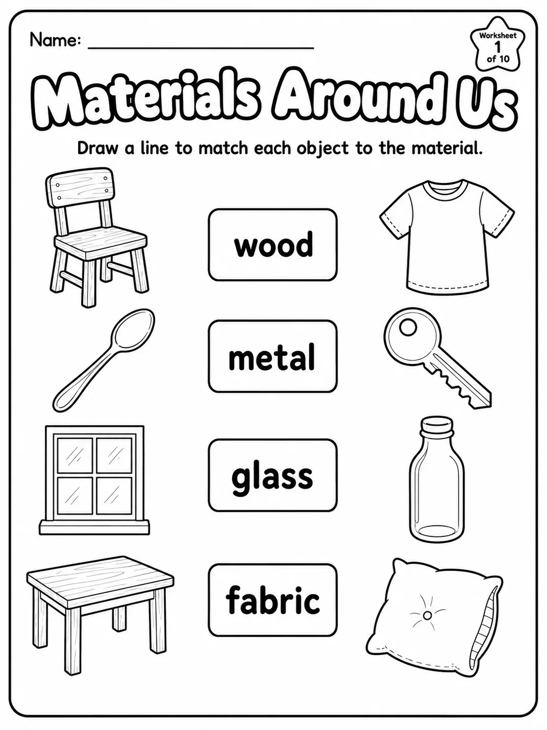 Materials Around Us Worksheet Pack 10 printable pages preview from KiwiBee