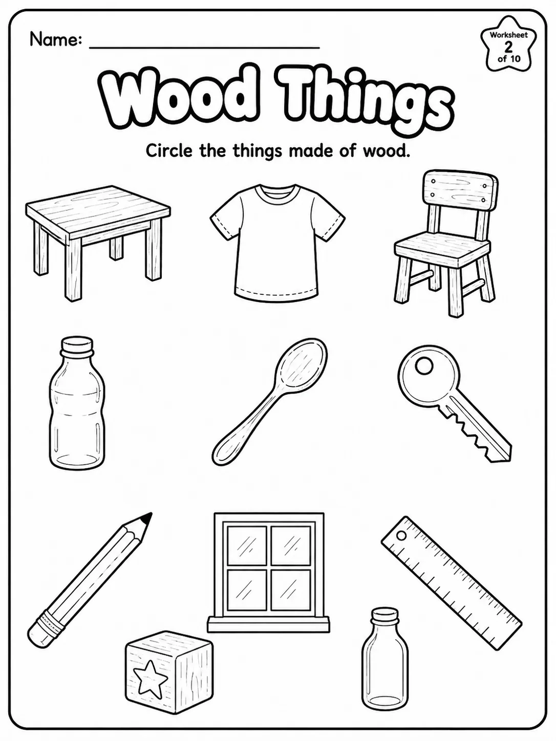 Materials Around Us Worksheet Pack page 2 printable worksheet preview