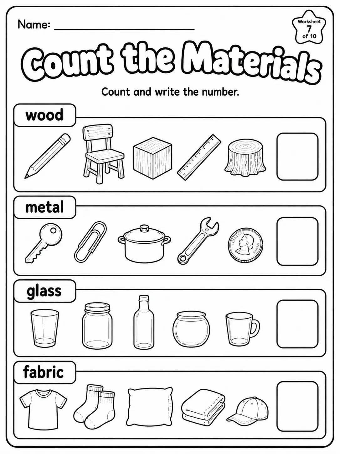 Materials Around Us Worksheet Pack page 7 printable worksheet preview