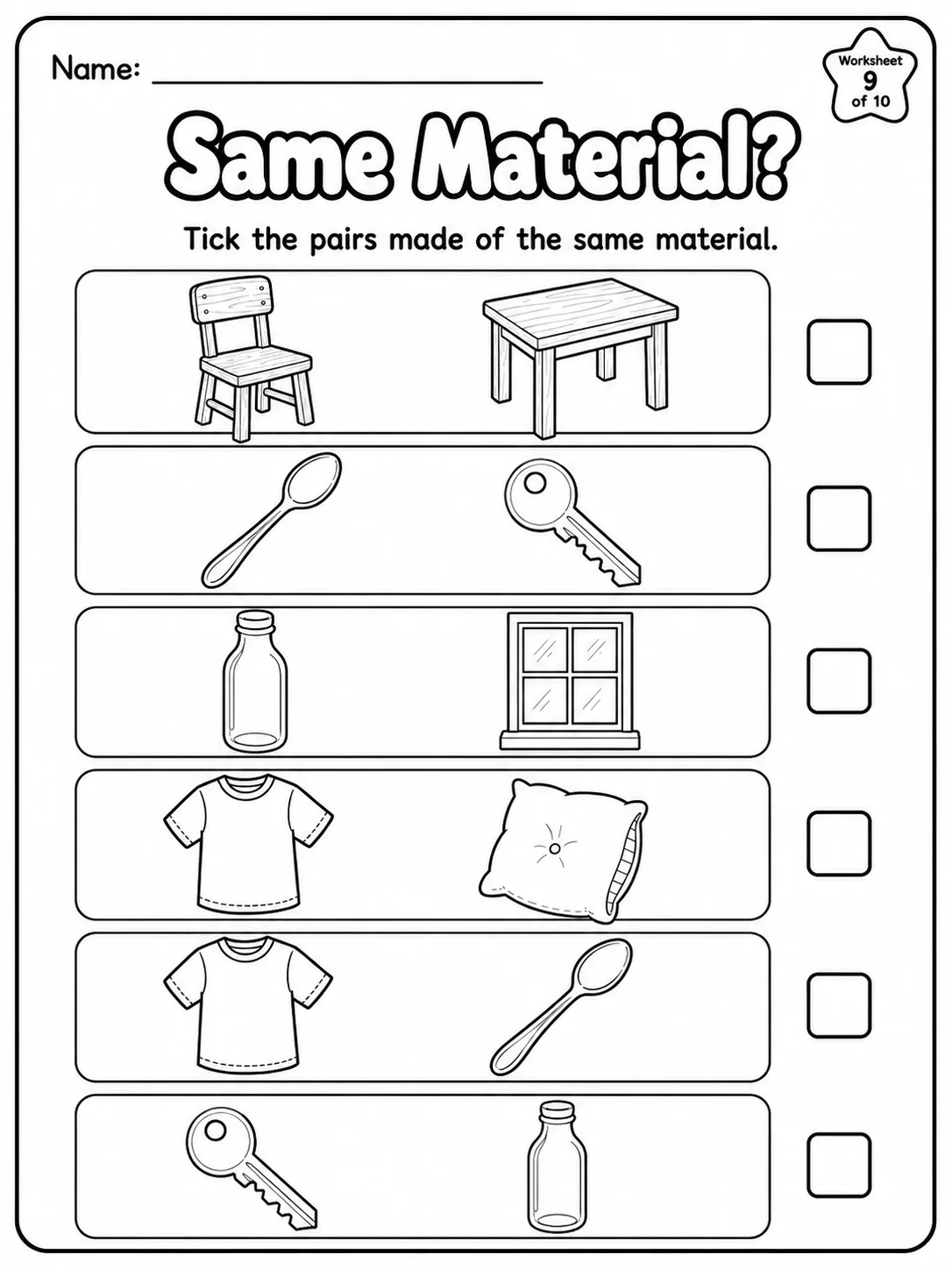 Materials Around Us Worksheet Pack page 9 printable worksheet preview