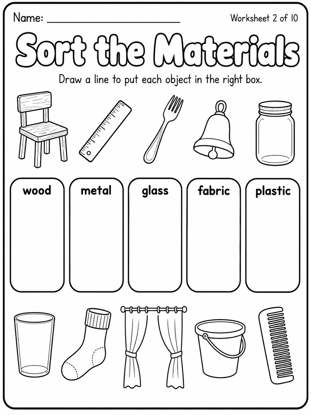 Materials Match Worksheet Pack page 2 printable worksheet preview