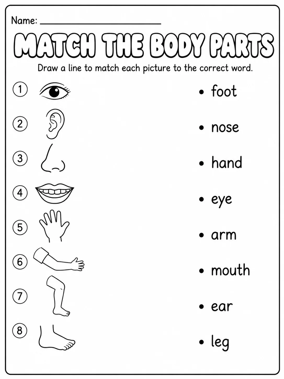 My Body Parts - Trace the Words Worksheet Pack page 2 printable worksheet preview