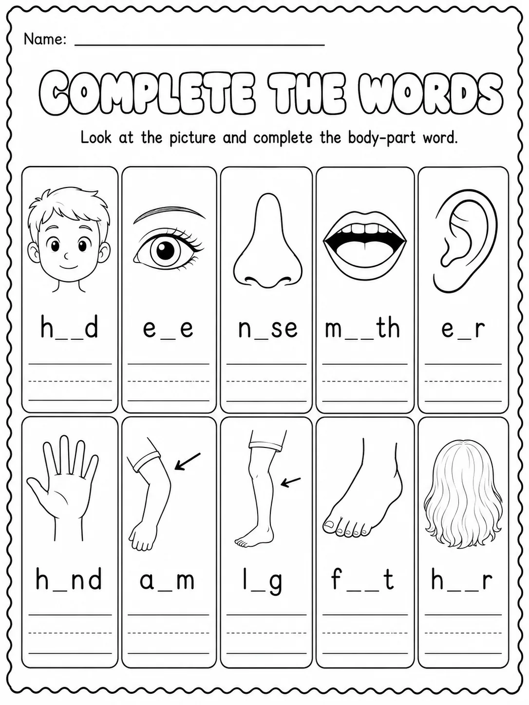 My Body Parts - Trace the Words Worksheet Pack page 6 printable worksheet preview