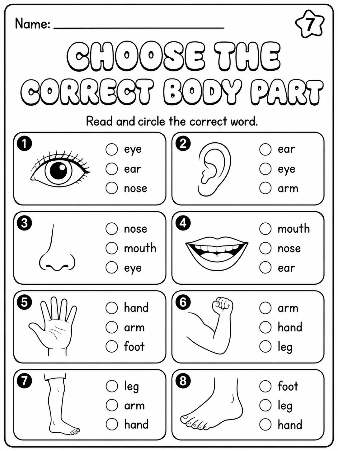My Body Parts - Trace the Words Worksheet Pack page 7 printable worksheet preview