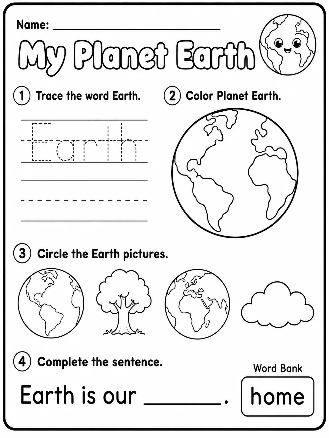 My Planet Earth Worksheet Pack 10 printable pages preview from KiwiBee