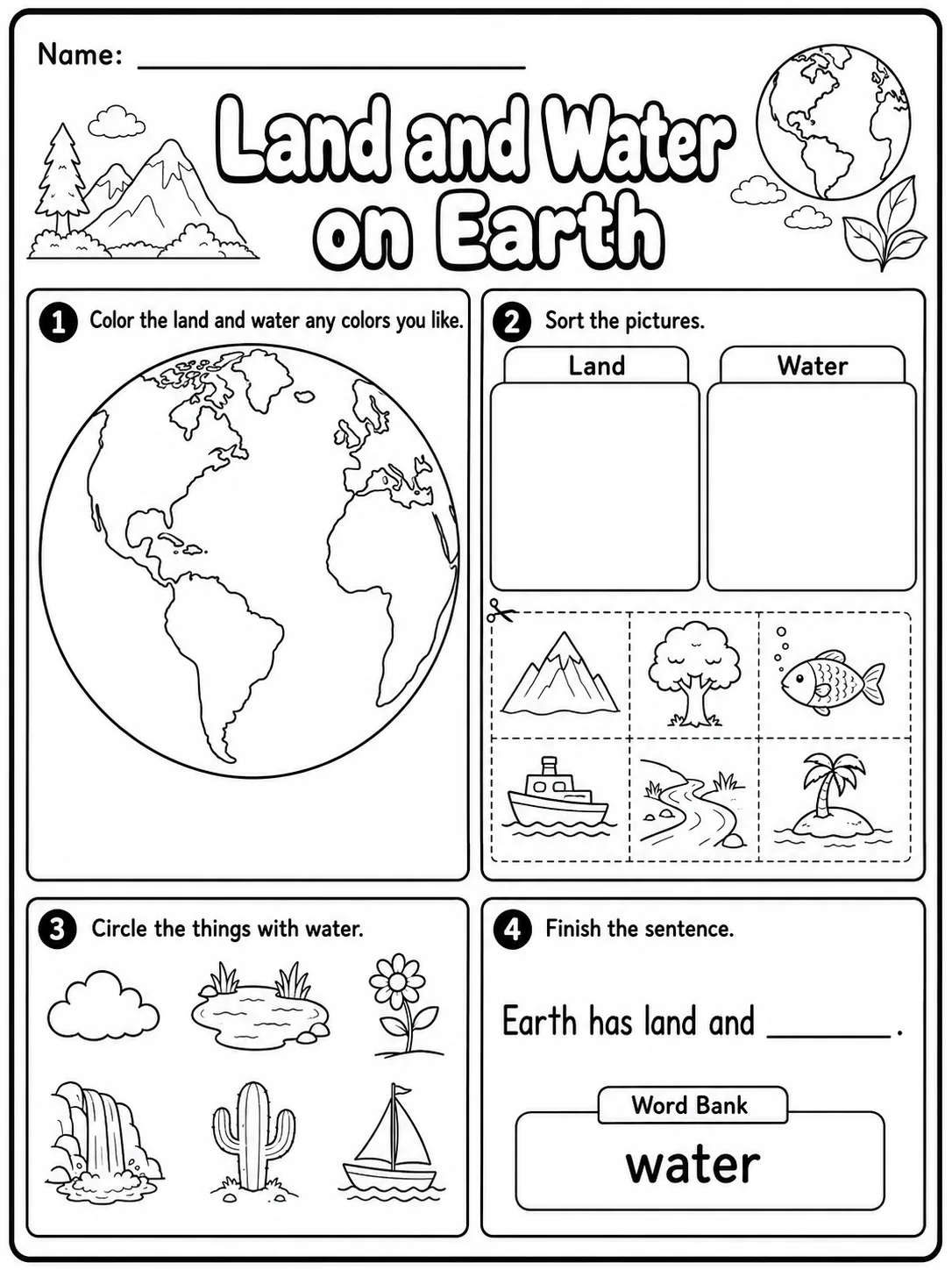 My Planet Earth Worksheet Pack page 2 printable worksheet preview