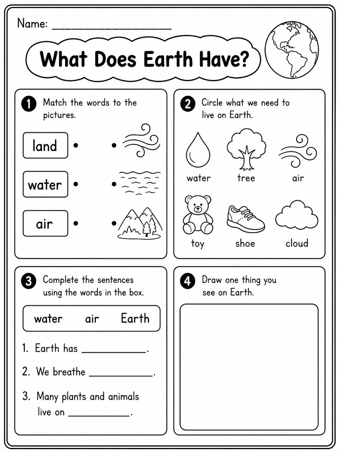 My Planet Earth Worksheet Pack page 3 printable worksheet preview