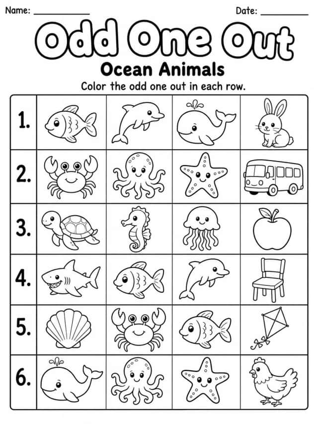 Ocean Animals Worksheet Pack