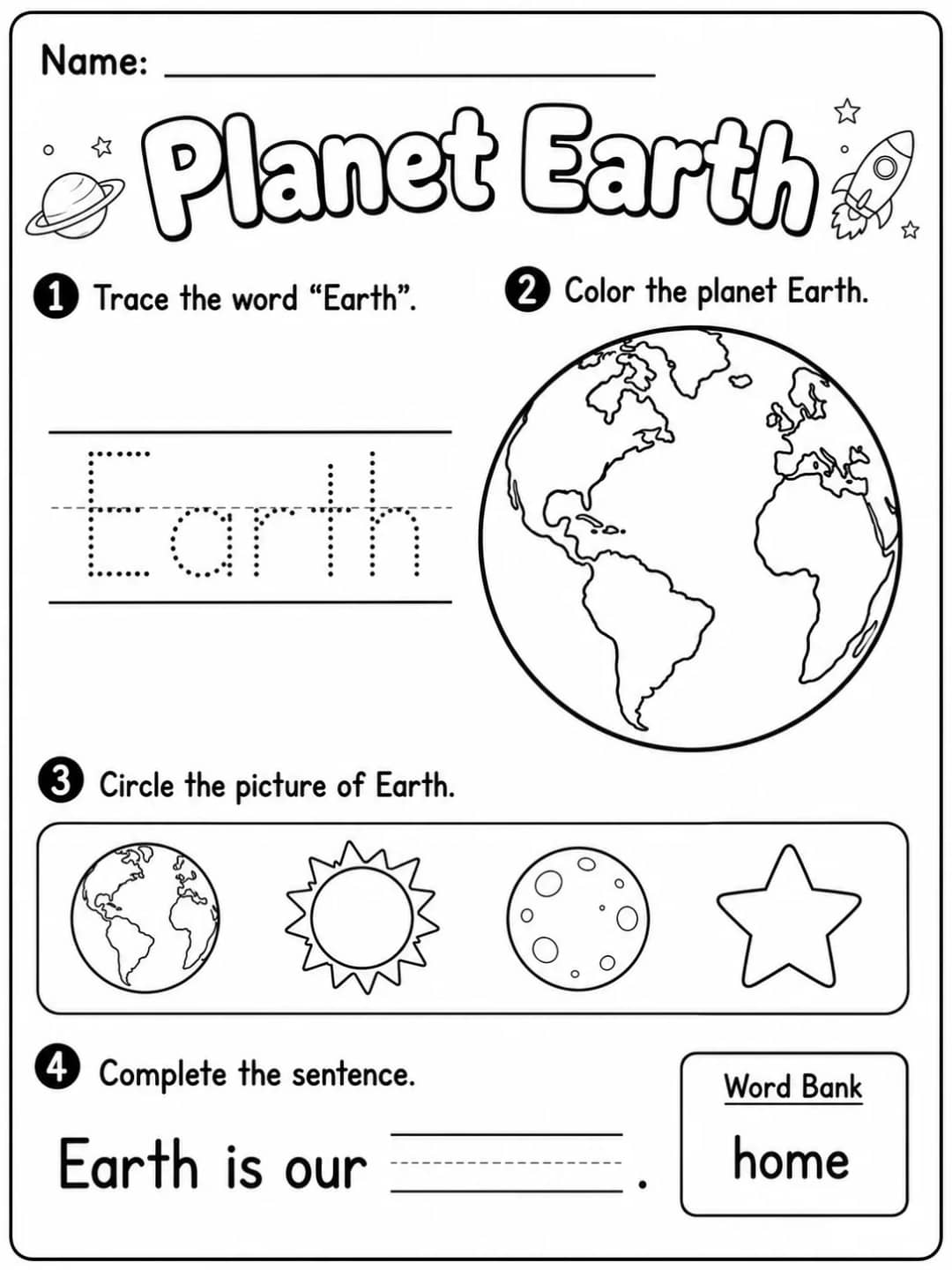 Planet Earth Worksheet Pack 10 printable pages preview from KiwiBee