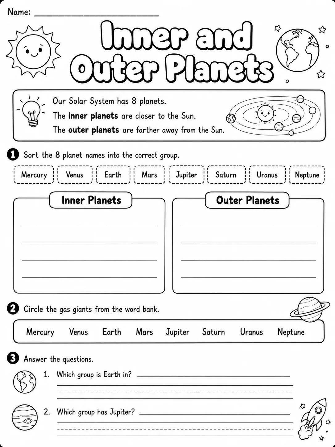 Planet Earth Worksheet Pack page 8 printable worksheet preview