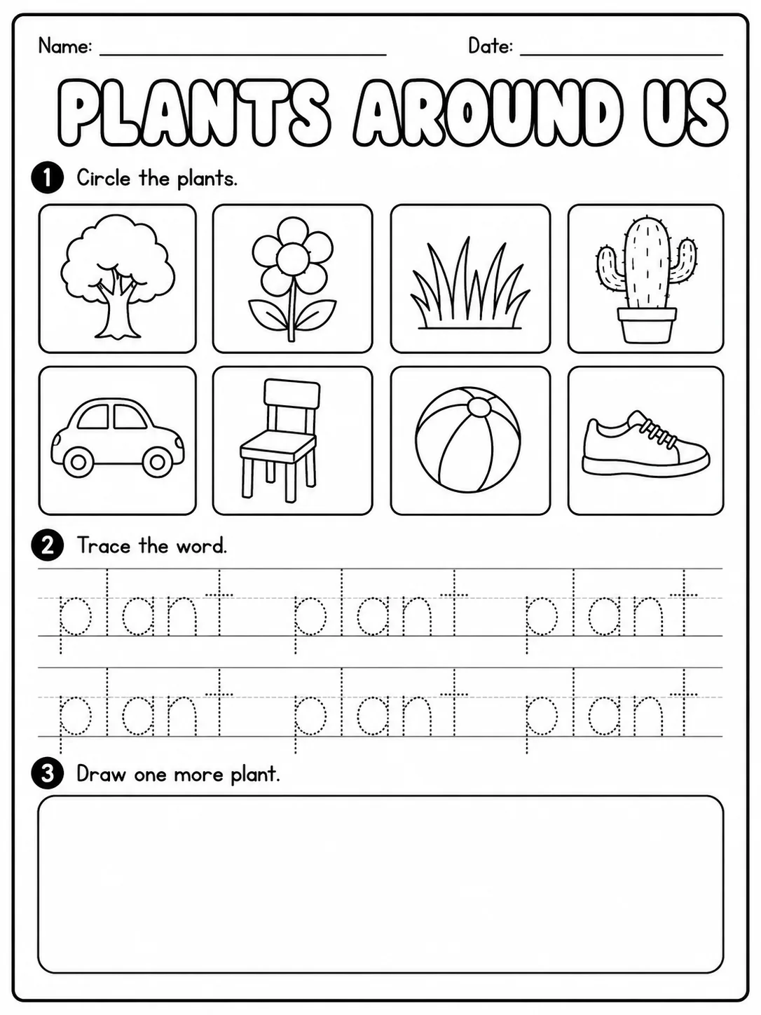 Plants Around Us Worksheet Pack 10 printable pages preview from KiwiBee