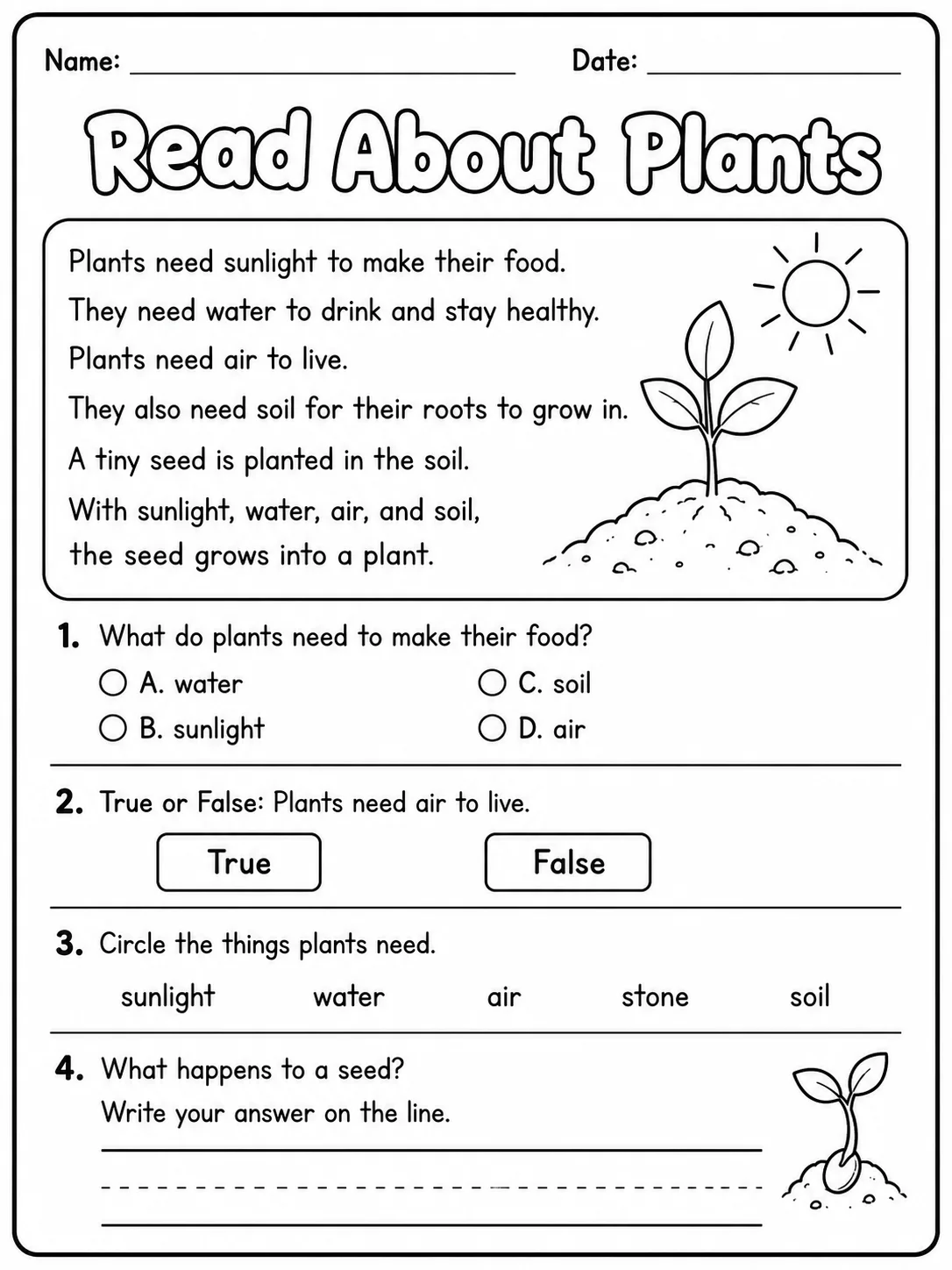 Plants Around Us Worksheet Pack page 8 printable worksheet preview