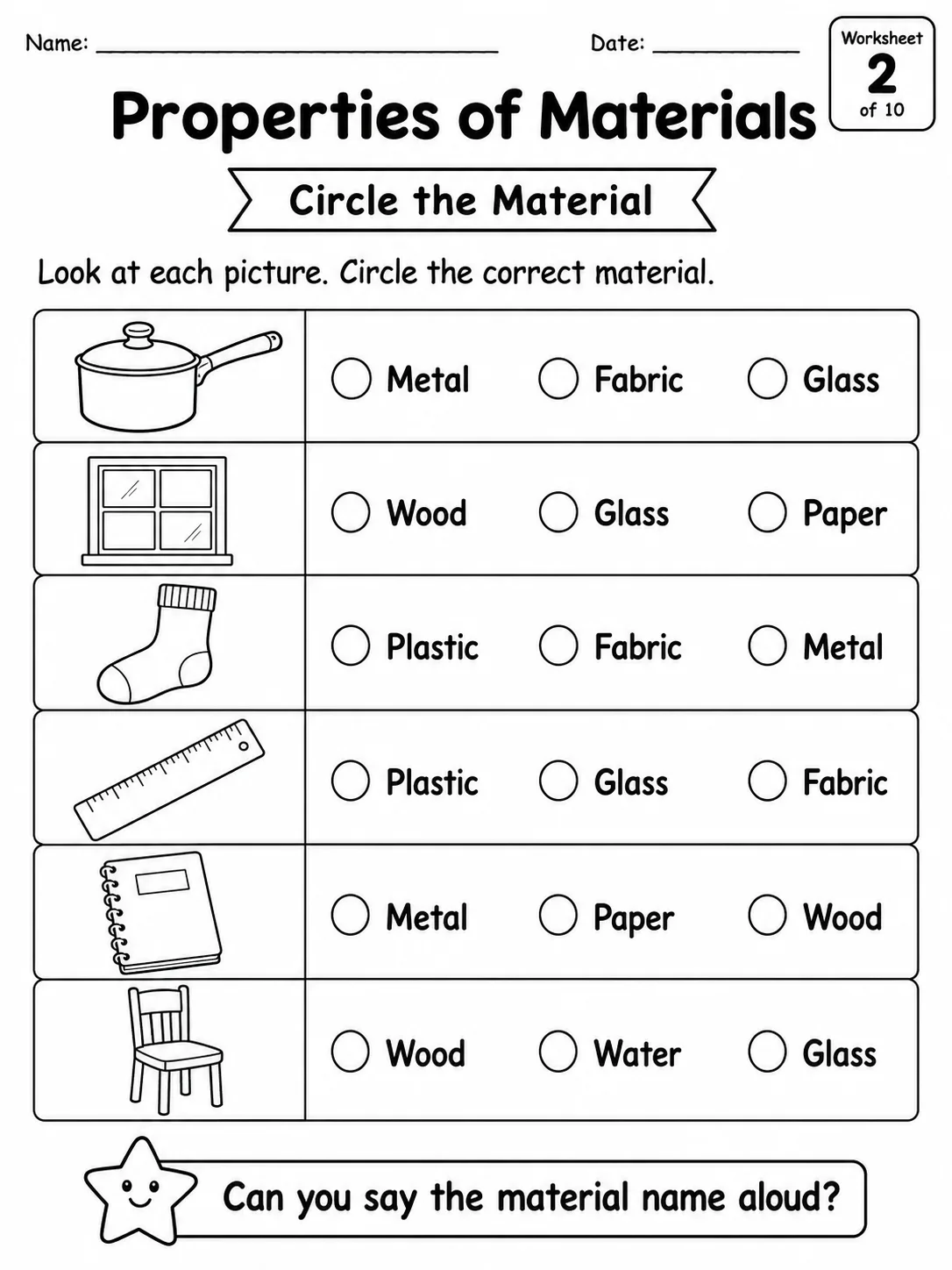 Properties of Materials Worksheet Pack page 2 printable worksheet preview