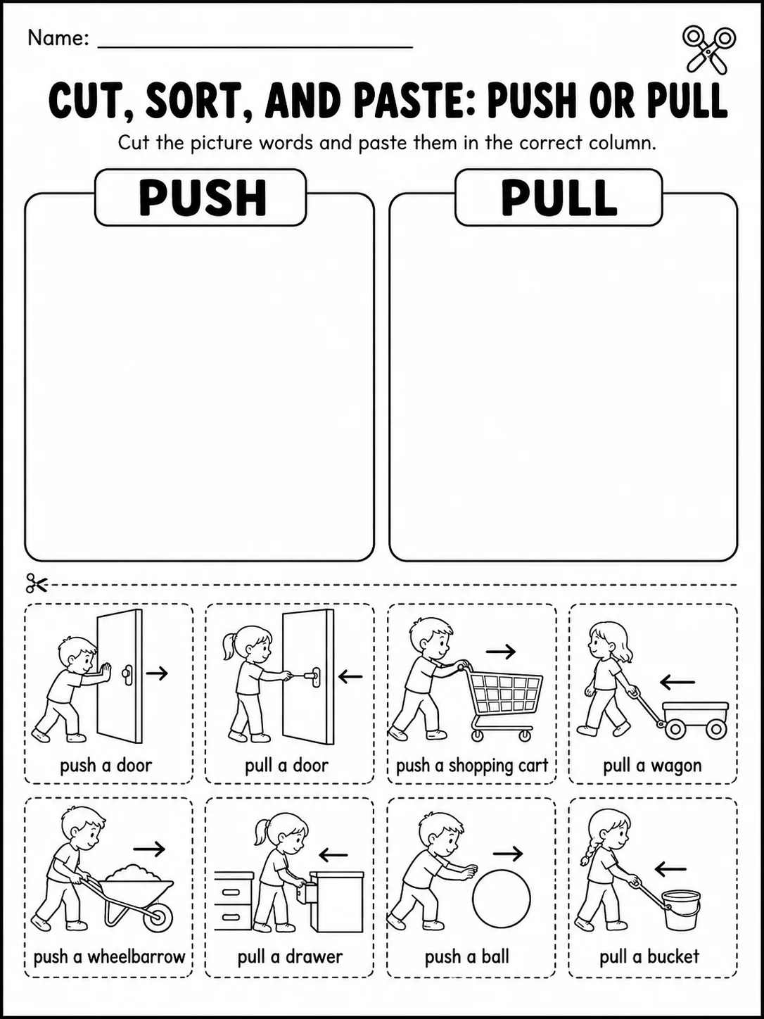 Push or Pull? Worksheet Pack page 3 printable worksheet preview
