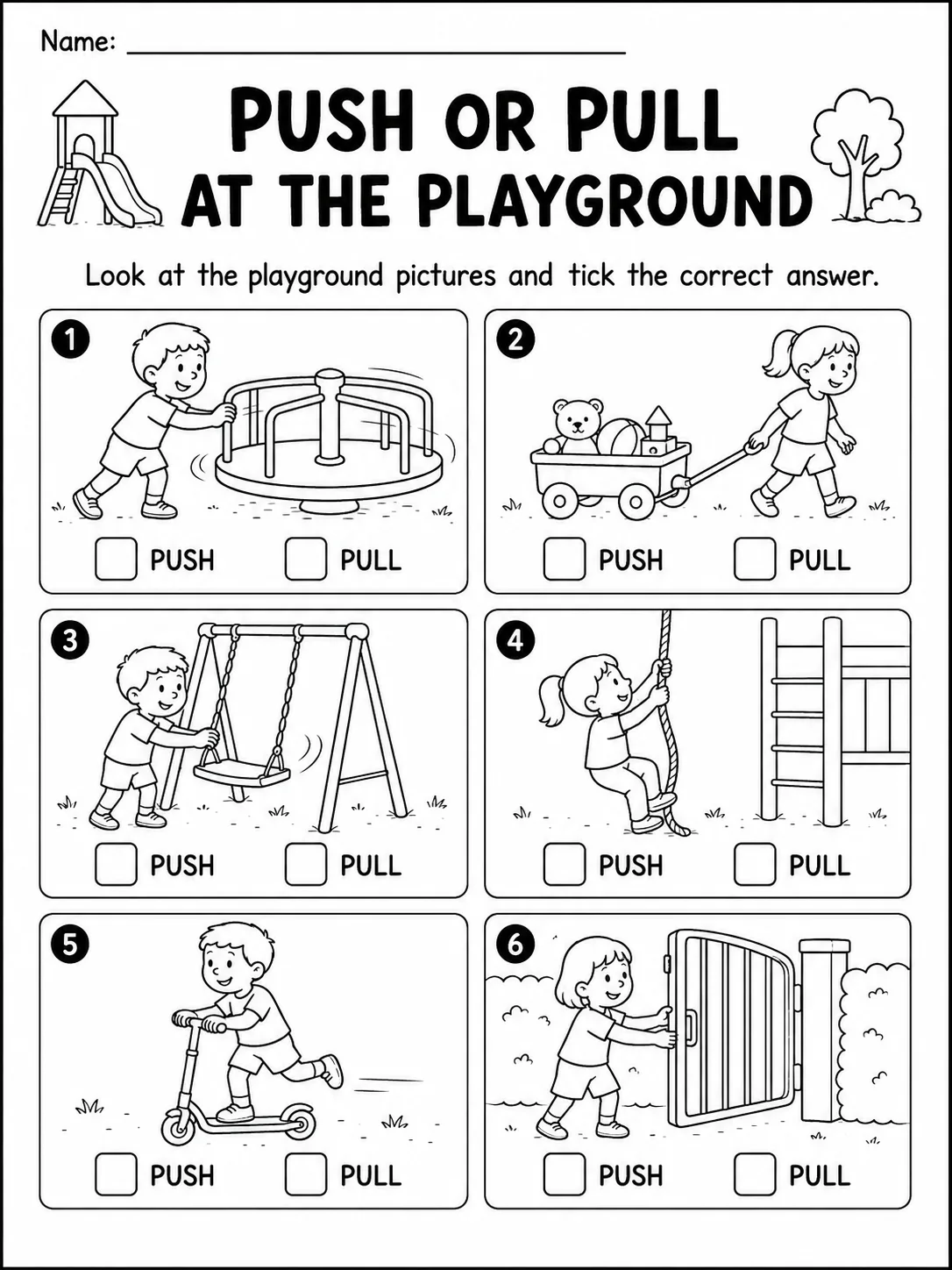 Push or Pull? Worksheet Pack page 5 printable worksheet preview