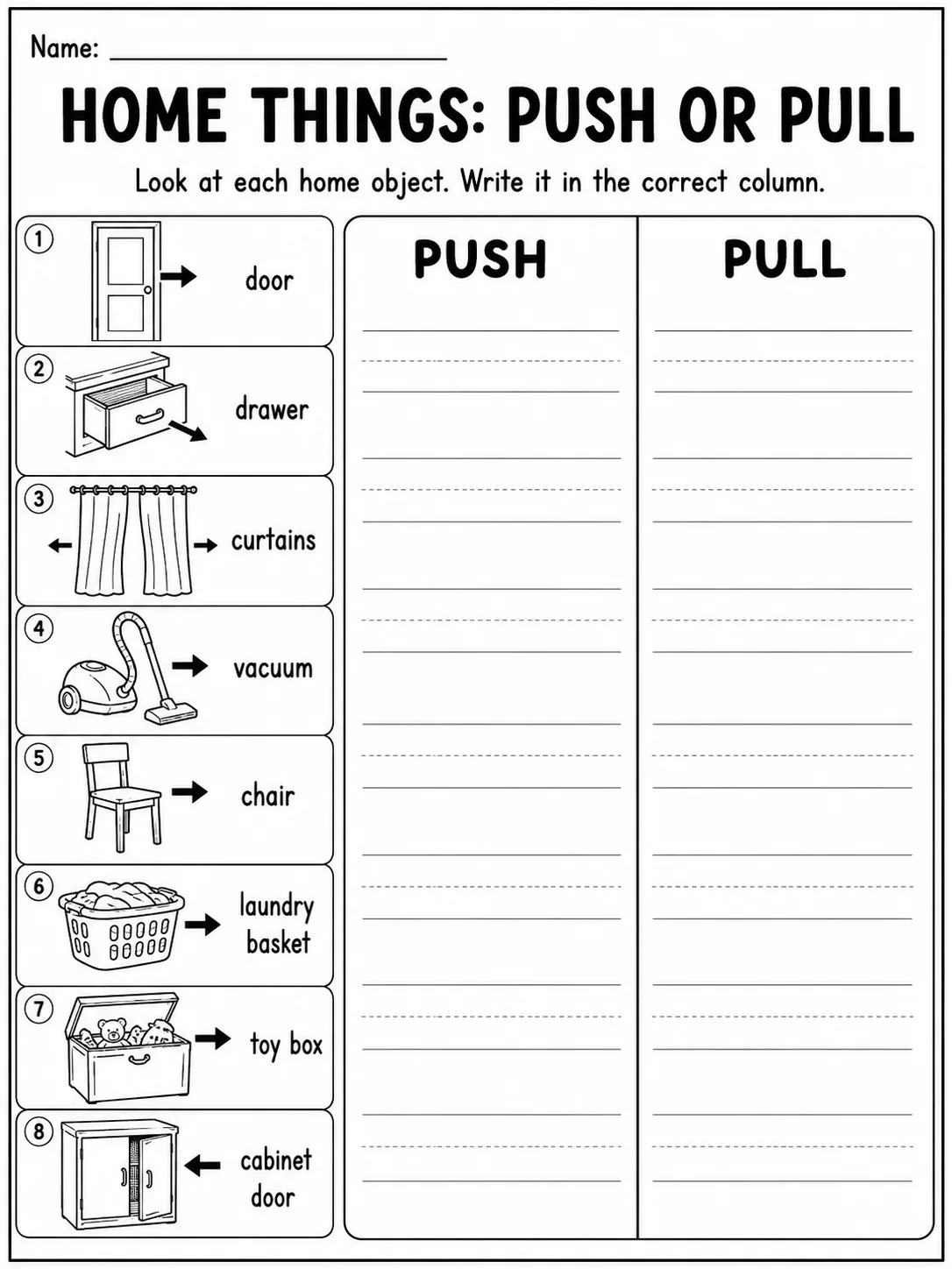 Push or Pull? Worksheet Pack page 8 printable worksheet preview