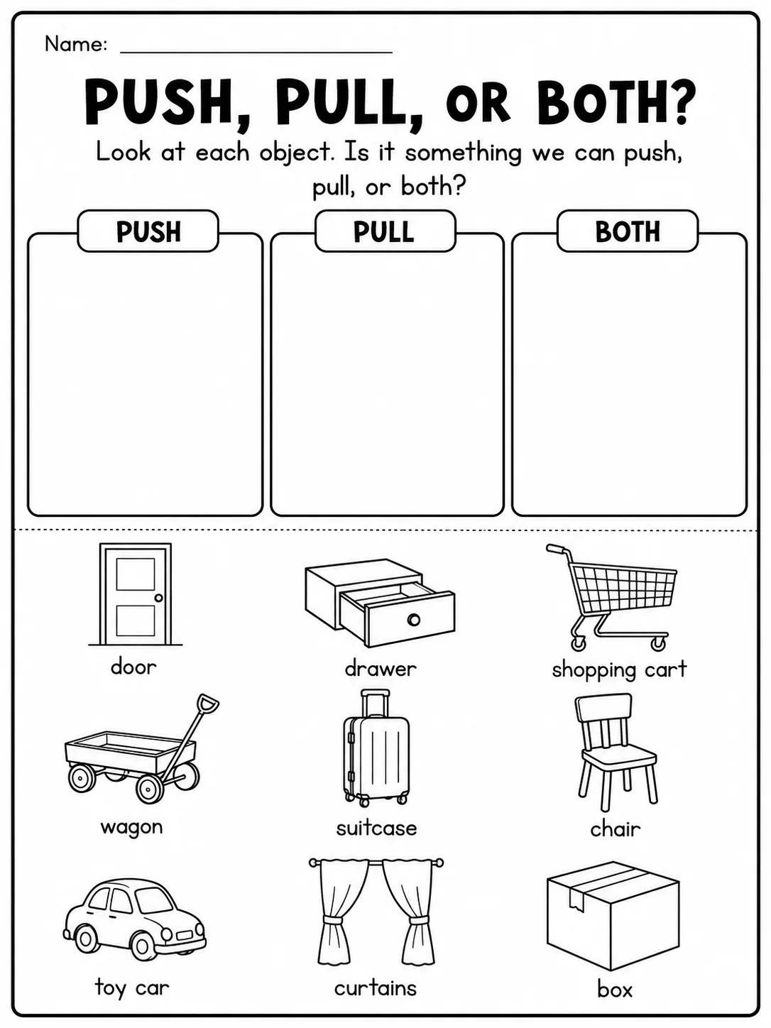 Push or Pull? Worksheet Pack page 9 printable worksheet preview