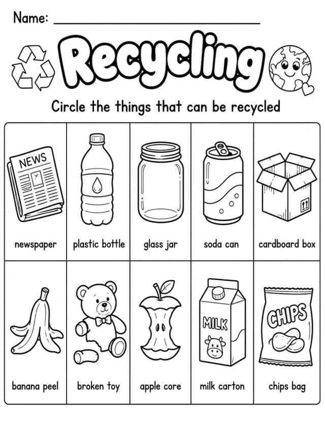 Recycling Worksheet Pack