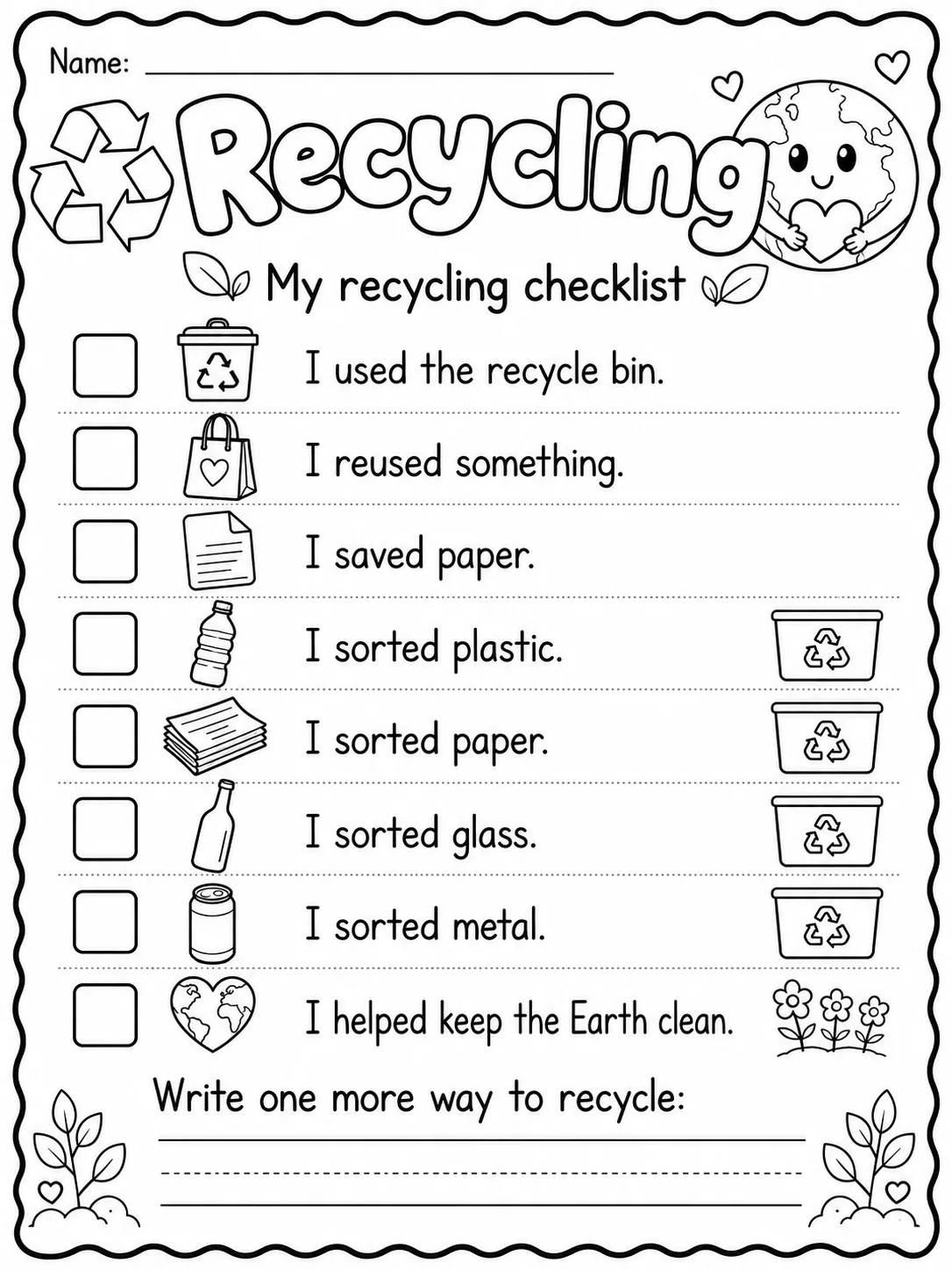 Recycling Worksheet Pack page 9 printable worksheet preview