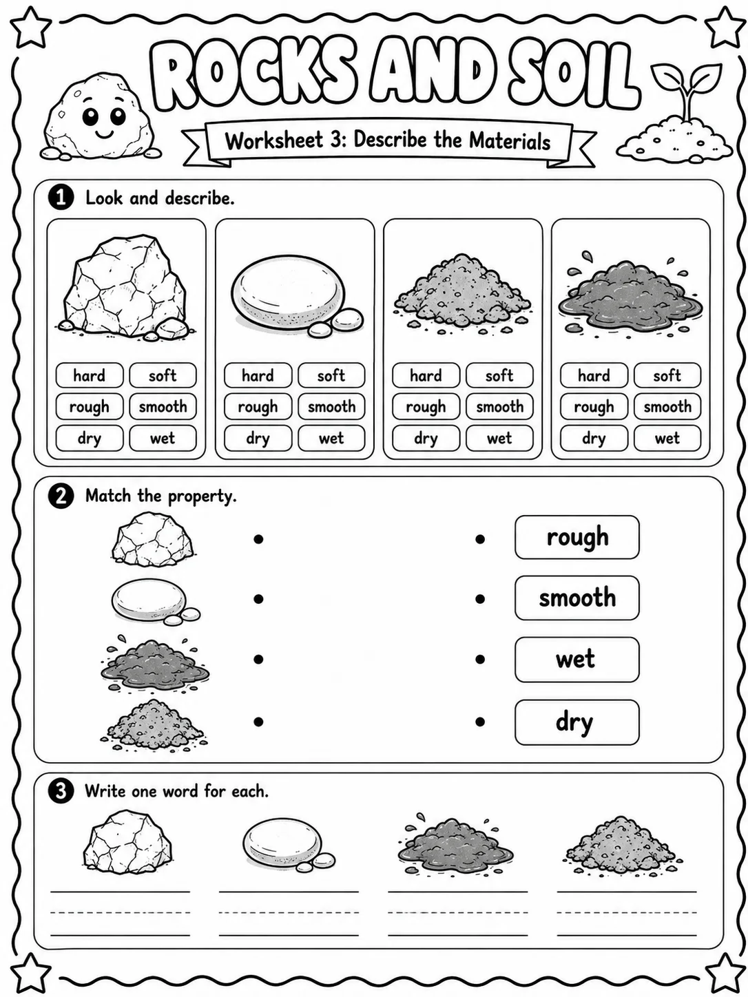 Rocks and Soil Worksheet Pack page 3 printable worksheet preview