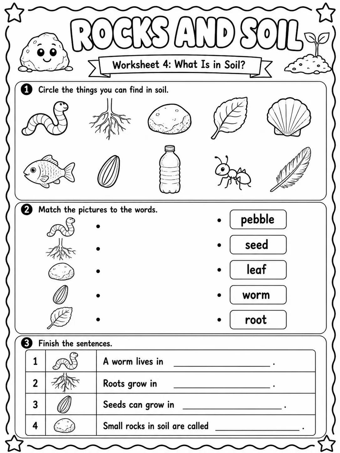 Rocks and Soil Worksheet Pack page 4 printable worksheet preview