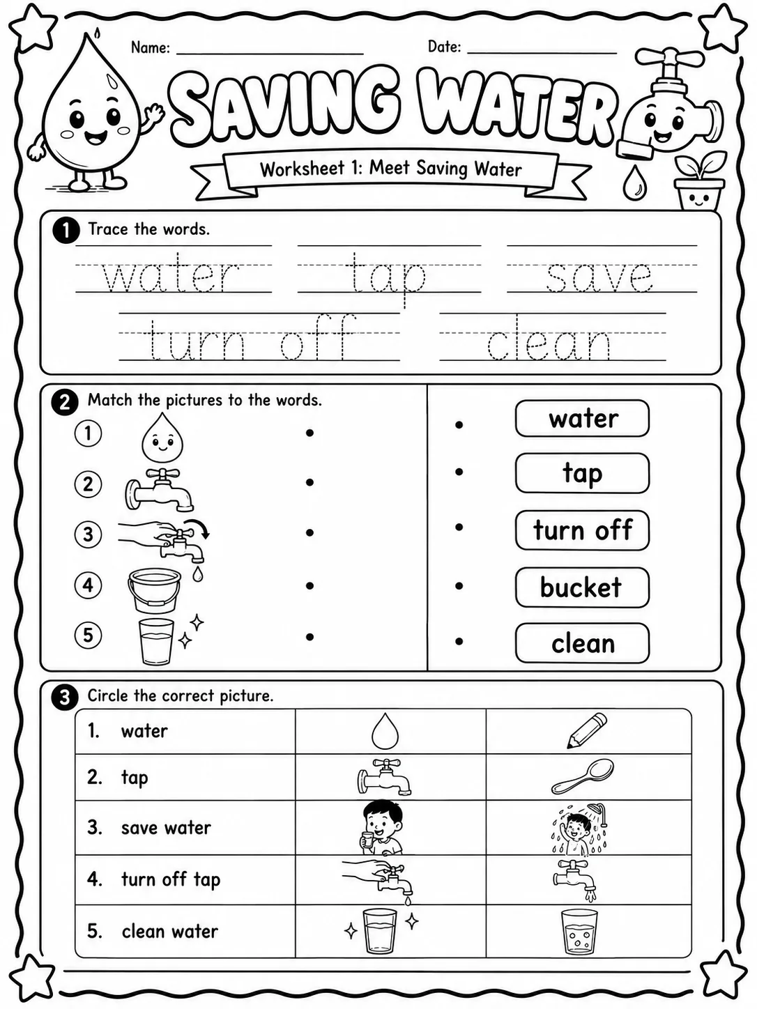 Saving Water Worksheet Pack - Set 2 10 printable pages preview from KiwiBee