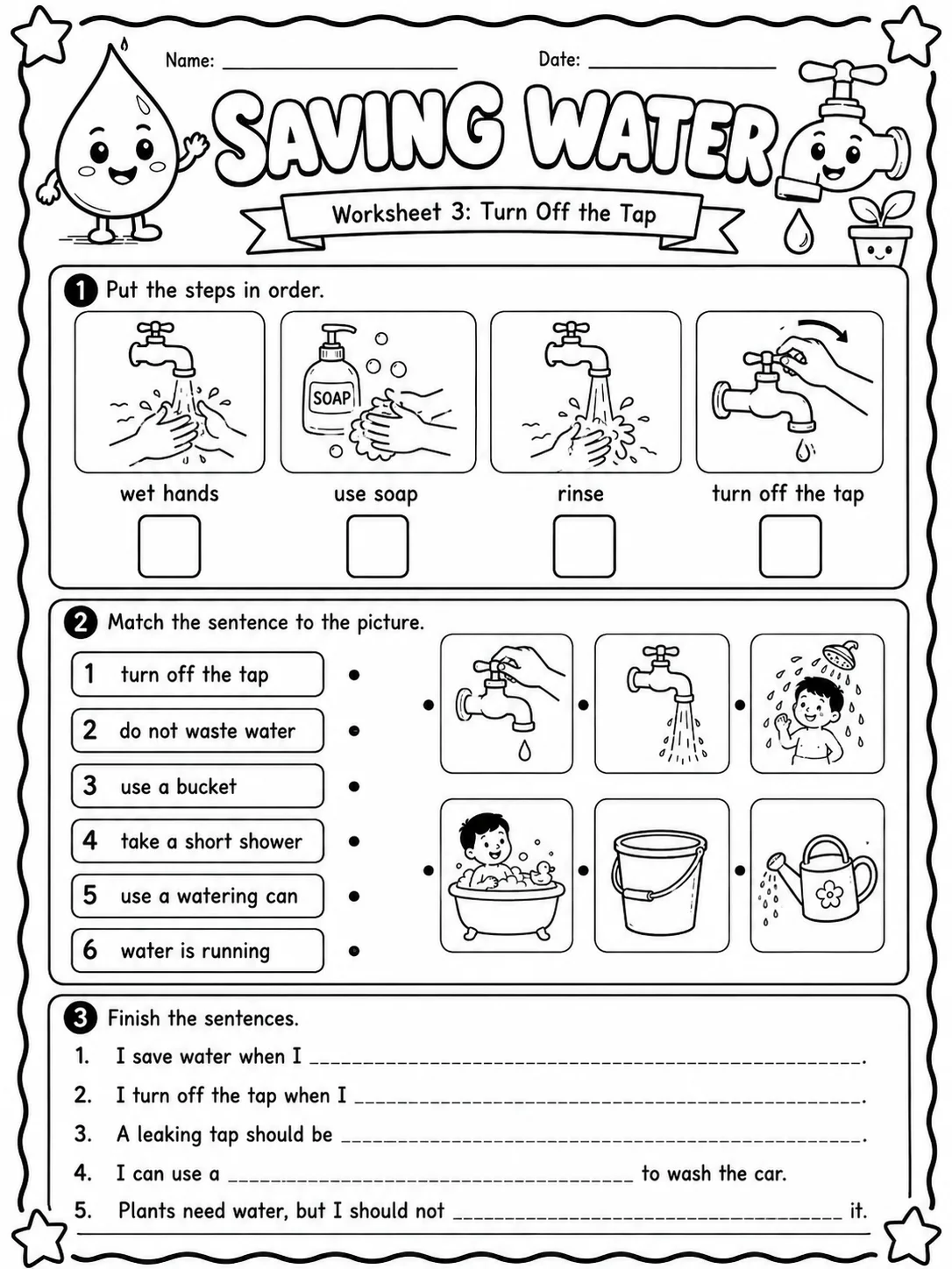 Saving Water Worksheet Pack - Set 2 page 3 printable worksheet preview