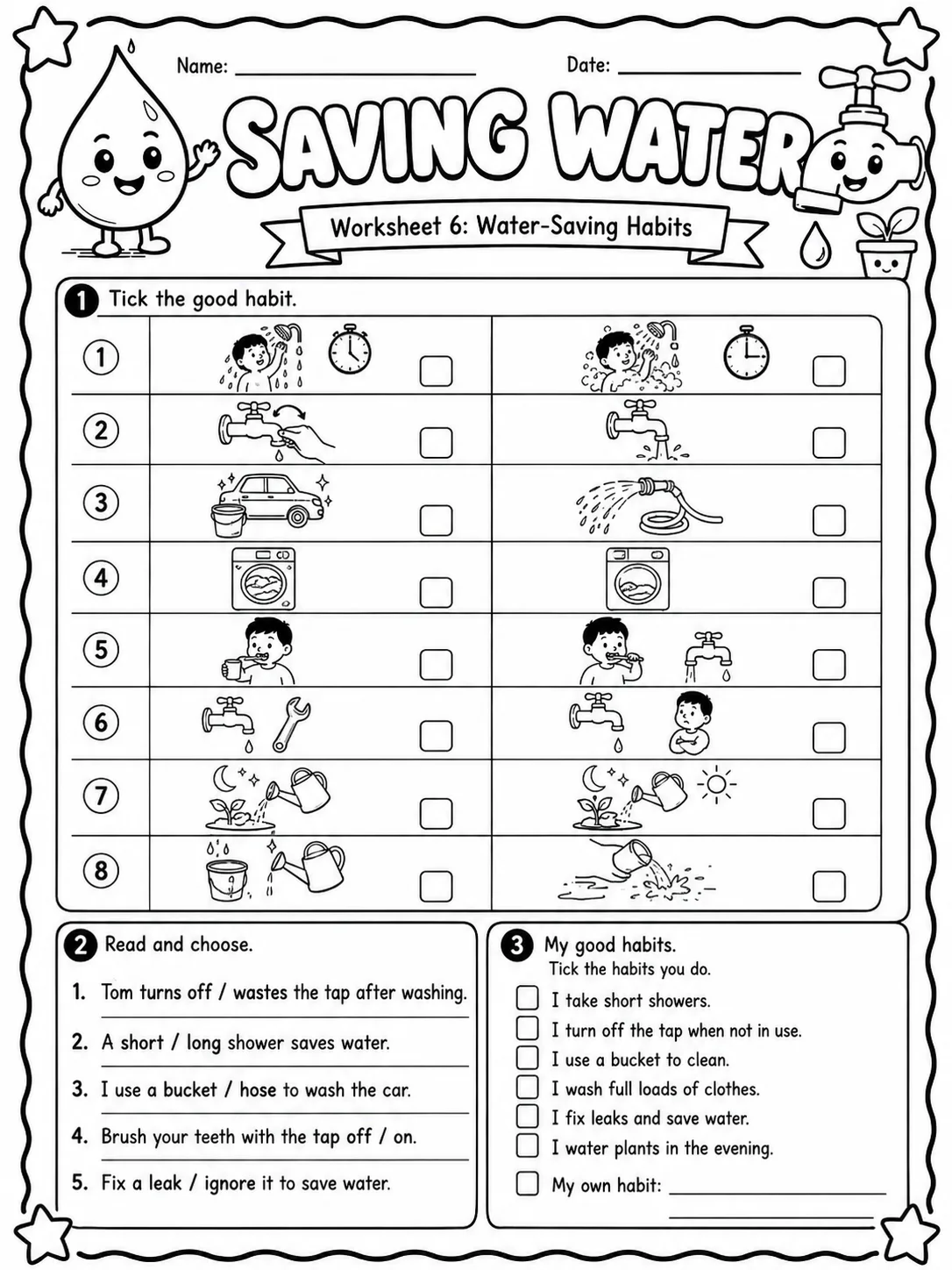 Saving Water Worksheet Pack - Set 2 page 6 printable worksheet preview