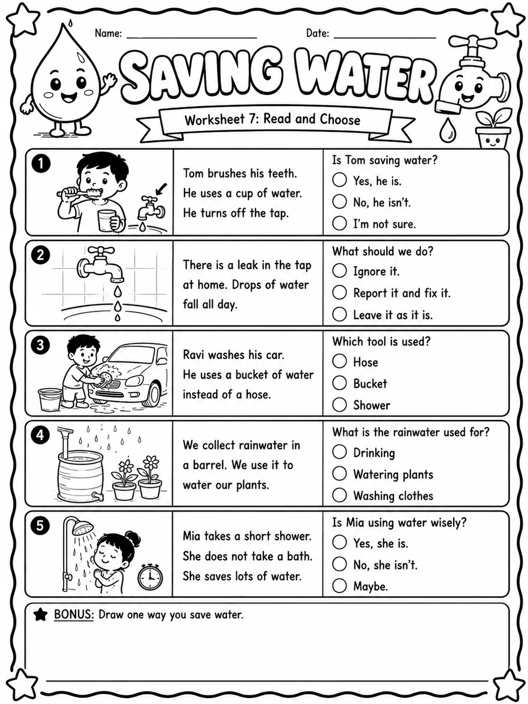 Saving Water Worksheet Pack - Set 2 page 7 printable worksheet preview
