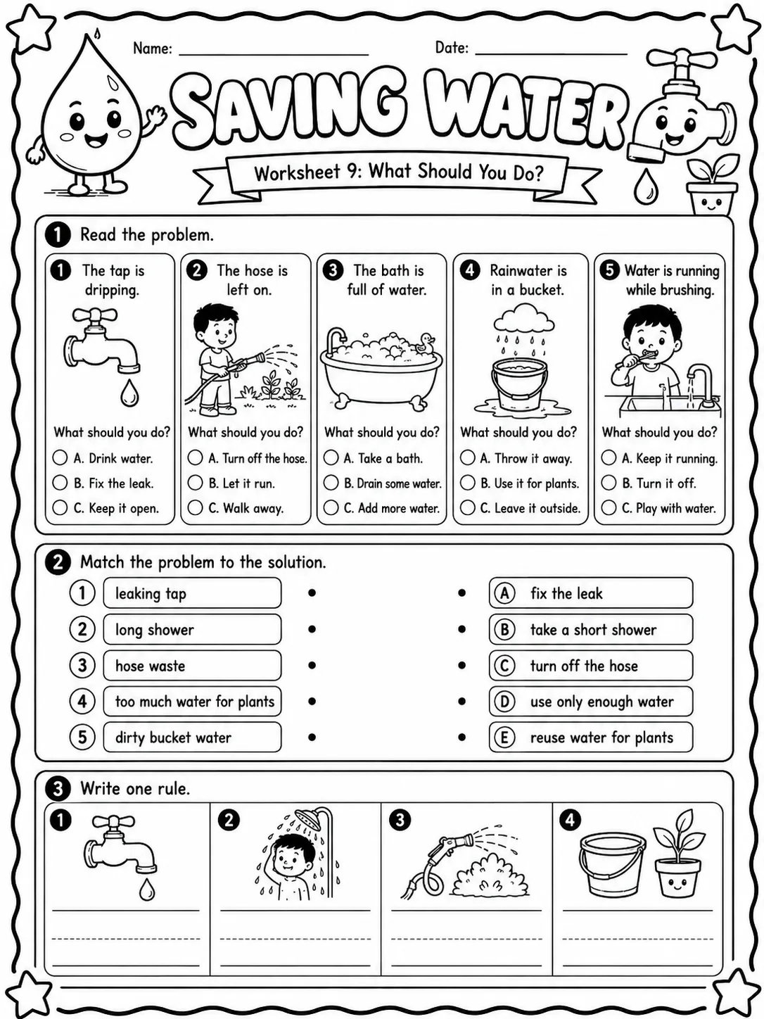 Saving Water Worksheet Pack - Set 2 page 9 printable worksheet preview
