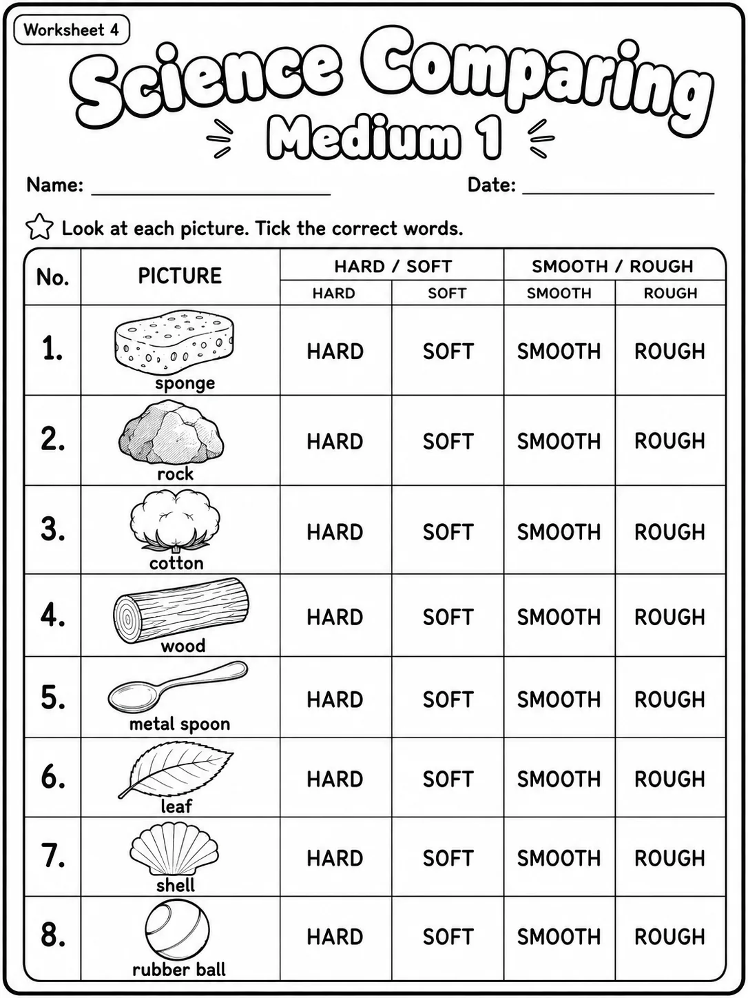 Science Comparing Easy I Worksheet Pack page 4 printable worksheet preview