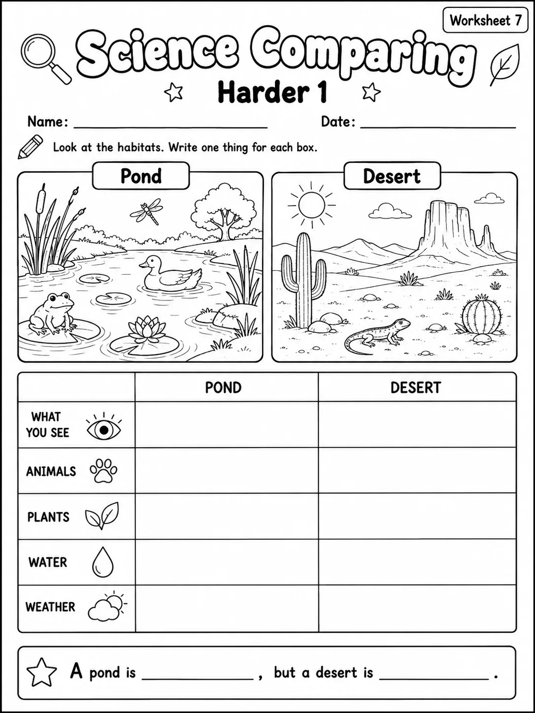 Science Comparing Easy I Worksheet Pack page 7 printable worksheet preview
