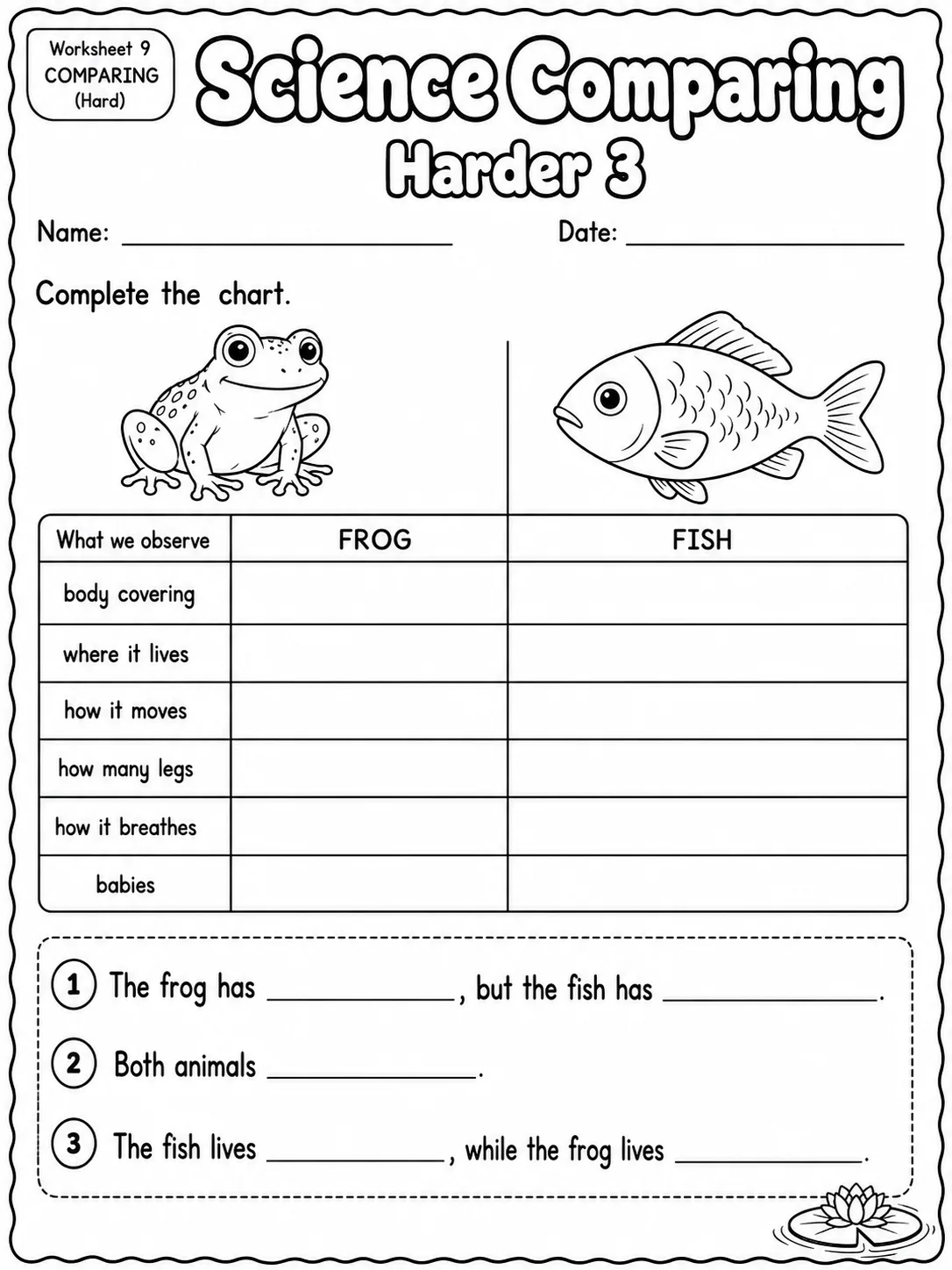 Science Comparing Easy I Worksheet Pack - Set 2 page 9 printable worksheet preview