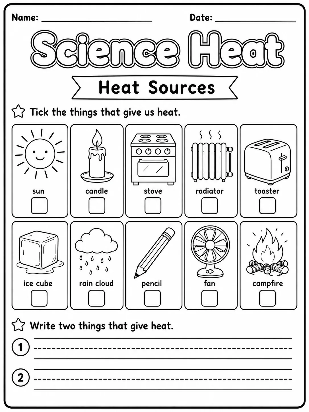 Science Heat Hot Things Worksheet Pack page 2 printable worksheet preview