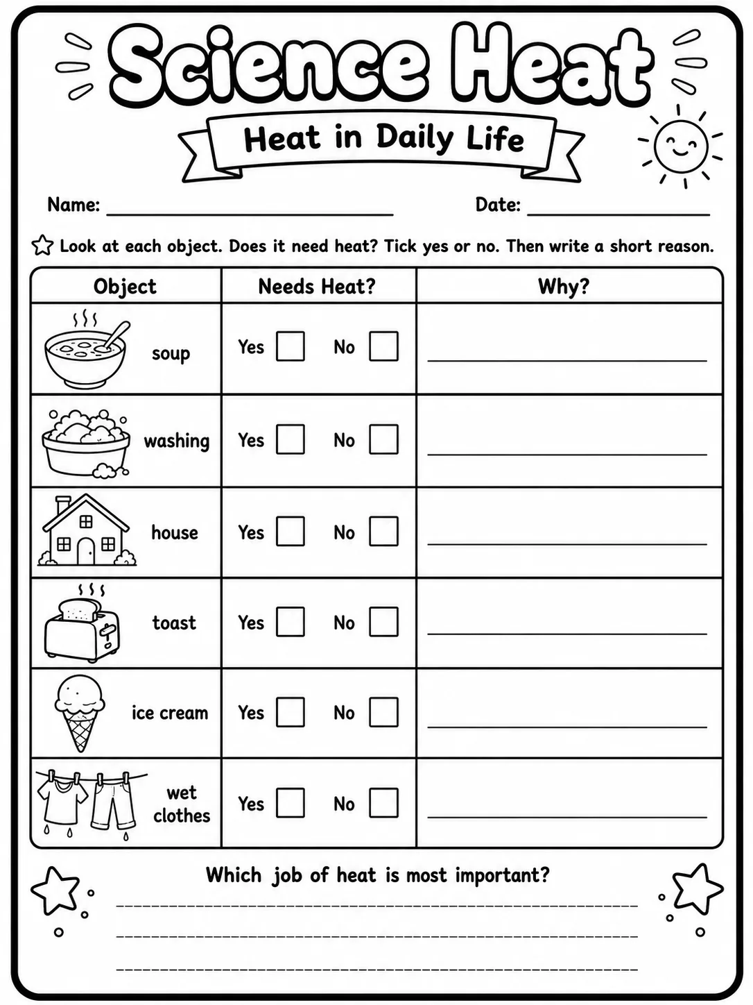 Science Heat Hot Things Worksheet Pack page 8 printable worksheet preview
