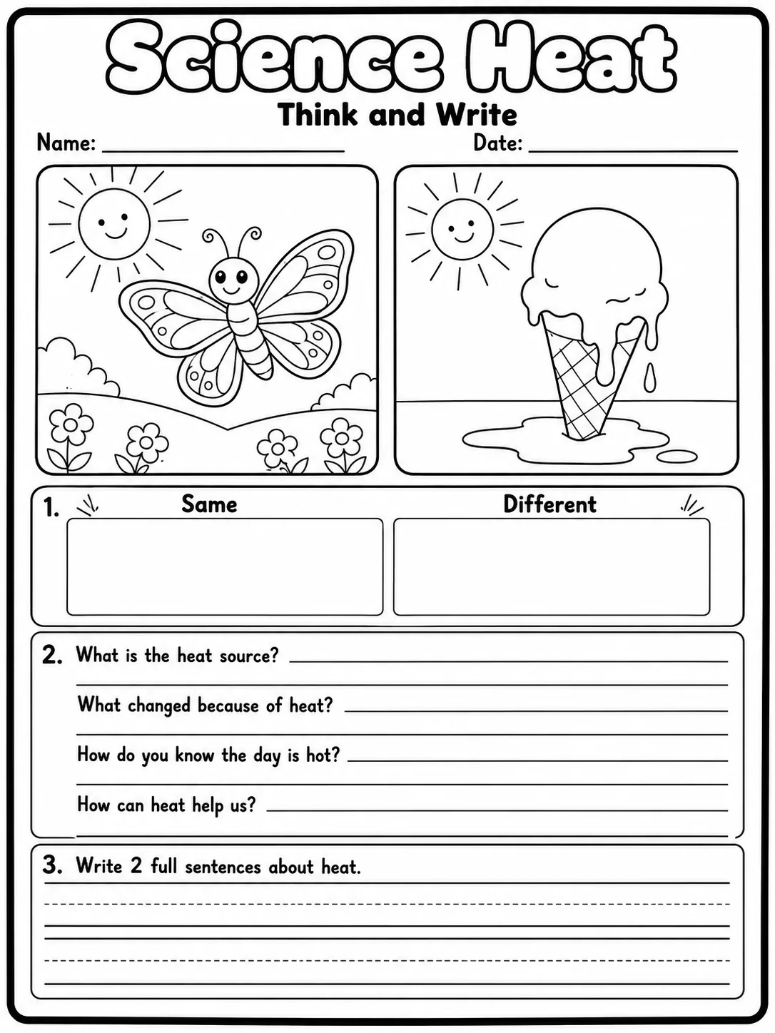 Science Heat Hot Things Worksheet Pack page 10 printable worksheet preview